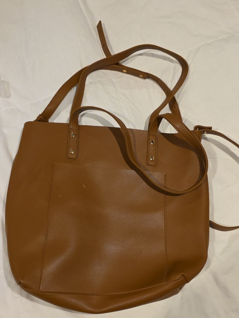Women's Tan Tote Bag with Shoulder Strap